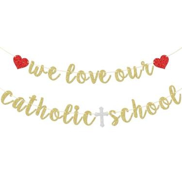 Imagem de Faixa da semana das escolas católicas, adoramos nossa decoração de escola católica, decorações de sala de aula da semana das escolas católicas, decorações pré-amarradas da semana das escolas