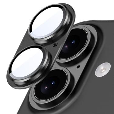Imagem de Suoman Protetor de lente de câmera para iPhone 17, [tudo em um fosco] [Forte aderência] [Não afeta fotos noturnas] Capa de lente de câmera de vidro temperado com armação de metal - preta