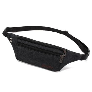 Imagem de Bolsa de cintura para homens e mulheres à prova d'água bolsa de telefone pochete com porta de fone de ouvido acessórios de corrida esportivos da moda, Preto, Elegante