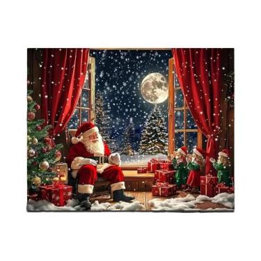 Imagem de 1pc papai noel e fundo de férias de árvore de natal, banner de decoraç
