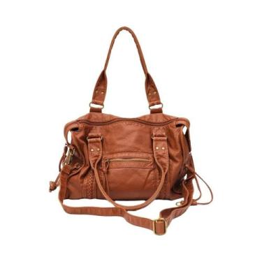 Imagem de Bolsa Tote Unissex De Grande Capacidade Em Couro PU Vintage Lavado Com