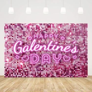Imagem de Wollmix Faixa de decoração Happy Galentines Day 1,5 x 0,9 m para cenários de festa - rosa amor coração decoração lembrancinhas presentes para amigos, mulheres, ela - suprimentos, adereços de cabine de