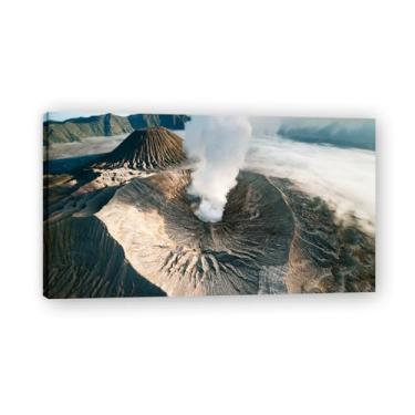 Imagem de White FogReal Foto cidade mar neve vale rio nascer do sol impressão em tela para decoração de casa 20 x 36 cm emoldurada