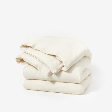 Imagem de Buffy Capa de edredom 100% eucalipto liocel com laços de canto – protege e cobre seu edredom/edredom, sedoso, frio ao toque, tingido naturalmente (creme, king/California King)