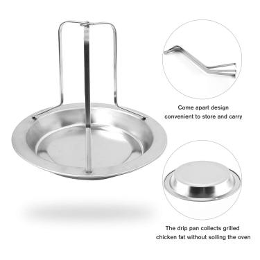 Imagem de Ainoli torrador de frango rack de aço inoxidável vertical torrador frango suporte com gotejamento churrasco grelhar frango rack para forno