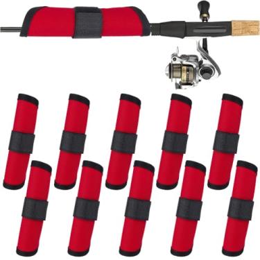 Imagem de CREATCABIN 10 peças de capas de iscas de pesca de 14 cm para vara de pesca, protetor de armazenamento, capa de isca, fácil de ver, bolsa de nylon redonda, luvas de proteção para manter os acessórios