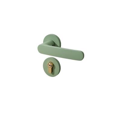 Imagem de 1 conjunto de fechadura de porta de sala de liga de alumínio, fechadura silenciosa, maçaneta de porta, fechadura dividida (verde A_58 mm)