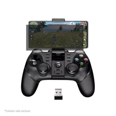 Imagem de Controle Gamer Bluetooth para Celular Android e PC, Joystick sem Fio 2.4GHz com Suporte para Smartphone, Bateria Recarregável 380mAh, Função Turbo, Preto