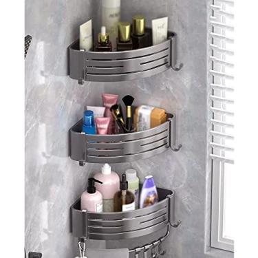 Imagem de Prateleiras de chuveiro Rack de banheiro, banheiro montado na parede banheiro banheiro banheiro canto triângulo rack de armazenamento suporte de chuveiro