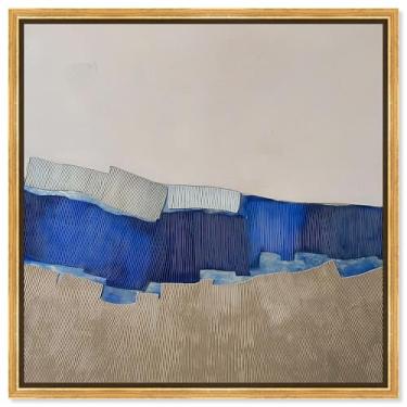 Imagem de Decoração de parede minimalista com impressão em tela Meandering Form II da Art Remedy, moldura dourada, 30,5 x 30,5 cm