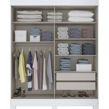 Imagem de Guarda Roupa 2 Portas de Correr Briz Branco/branco/rosa