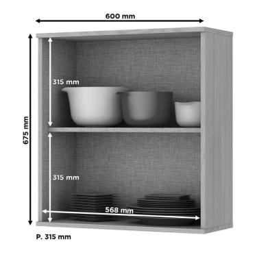 Imagem de Armário Aéreo De Cozinha 1 Porta 60cm Connect Henn Duna/cristal