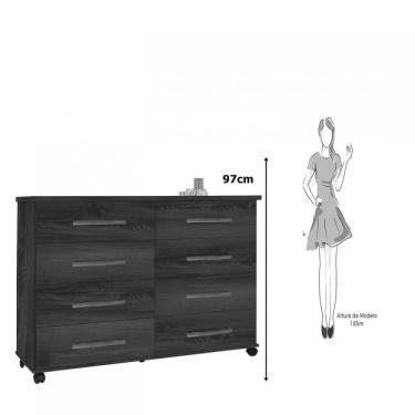 Imagem de Cômoda 8 Gavetas Jade Móveis Primus Mel/pérola