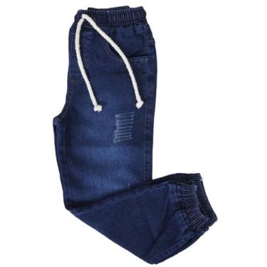 Imagem de Calça infantil e Juvenil Jogger Sarja e Jeans Com Elástico e Punho - M