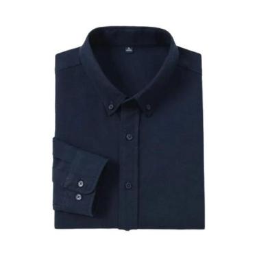 Imagem de Camisa Oxford Slim-Fit Masculina De Algodão Com Mangas Longas Casual R