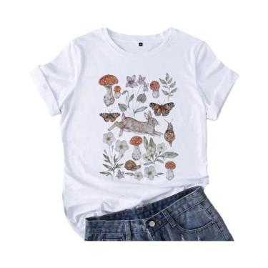 Imagem de Camiseta Casual Feminina De Verão Com Estampa Gráfica De Pássaro Em Es