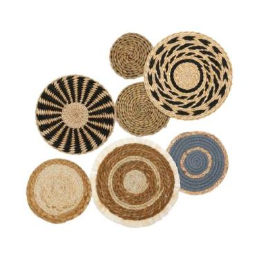 Imagem de Decoração De Parede Em Vime Boêmio Com 7 Peças, Cestos Artesanais Wove