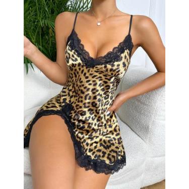 Imagem de Vestido De Noite Feminino Com Decote Em V, Detalhes Em Renda De Leopar