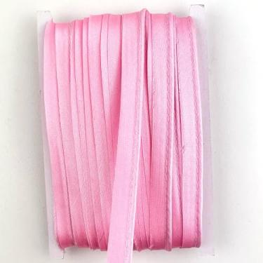 Imagem de Heyiwell Fita de polarização maxi de 20 jardas com cordão, acabamento de cordão de cetim de 1,27 cm de polegada para costura, artesanato, tubulação, aparar bordas de cama têxteis domésticos, rosa