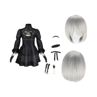 Imagem de Fantasia De Cosplay Yorha 2B Tamanho Grande, Vestido Leotard Preto, Co