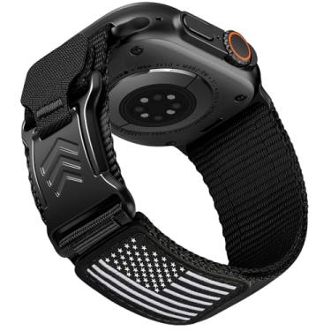 Imagem de Pulseira masculina magnética de nylon resistente para Apple Watch Ultra 3 2 1 de 49 mm, 46 mm, 45 mm e 44 mm para Apple Watch SE 3, 2nd 1, séries 10, 9, 8, 7, 6, 5, 4