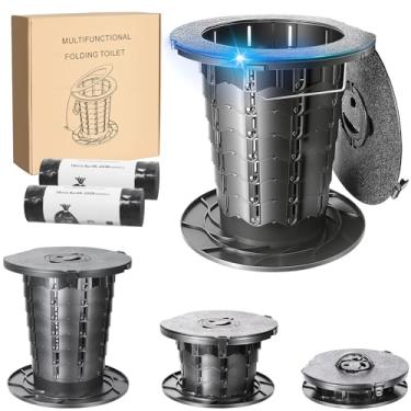 Imagem de Dansasy Vaso sanitário portátil retrátil, vaso sanitário de acampamento de altura ajustável para adultos e crianças, vaso sanitário compacto de viagem para carro, acampamento, emergência, vaso