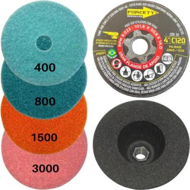 Imagem de Kit Polimento Em Porcelanato Mármore Granito (4 Lixas Diamantadas + Re