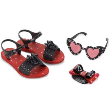 Imagem de Sandália Disney Minnie Dress Like Glitter Menina - Preto e Vermelho, 3