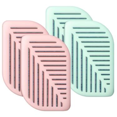 Imagem de Lounsweer Pacote com 4 desodorizador de geladeira, eliminador de odores, purificador de ar de carvão ativado em forma de folhas, eliminador de cheiro de geladeira para geladeira, despensa de freezer