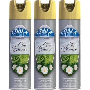 Imagem de Kit com 3x Odorizante de Ambiente Aerosol Coala 400ml Fragrância Chá Branco
