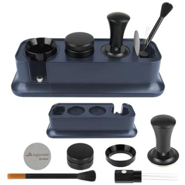 Imagem de Conjunto de acessórios de café expresso 7 em 1 – Estação de adulteração de 54 mm, distribuidor de café, ferramenta WDT, tapete de adulteração, funil de dosagem, tela de escova e disco – Kit de