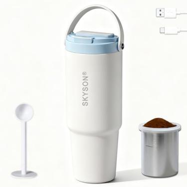 Imagem de minkah Caneca de café grande isolada de aço inoxidável, mini máquina de café com filtro de extração rápida, 850 g reutilizável à prova de vazamento, garrafa de água gelada, xícara de café, caneca de