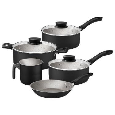 Imagem de Conjunto de Panelas Tramontina Linz Antiaderente 5 Pecas Preto - 28299