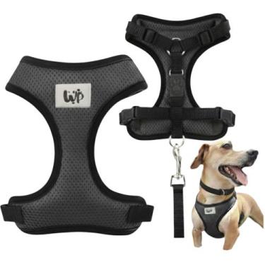 Imagem de Coleira colete peitoral + guia - feito no brasil - WEEK PET, Cinza, PP