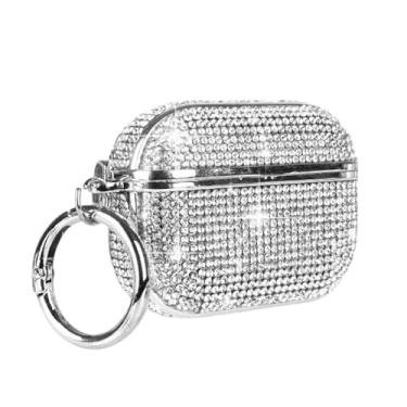 Imagem de GCVXRUD Capa para Airpods Pro 2 Diamond, Strass Bling Glitter Bonito Compatível com Airpods Pro Capa de Fone de Ouvido para Meninas Mulheres Pele de Luxo (Prata)
