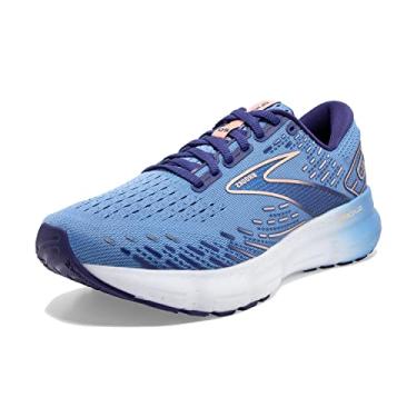 Imagem de Brooks Tênis de corrida feminino Glycerin 20 Neutral, Azul agradável/pêssego/branco, 37