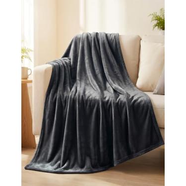 Imagem de Casa Platino Cobertor para sofá – Cobertor de lã macia 127 x 152 cm – Flanela leve, fofa e quente – Uso de sofá ou cama para todas as estações – Embalagem pronta para presente - Cinza carvão