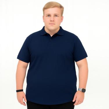 Imagem de Camisa Gola Polo Plus Size Piquet Masculina Camiseta 50% Algodão 50% Poliéster Com Botoes Basica-Masculino
