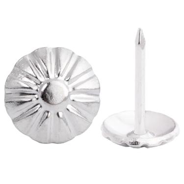 Imagem de Anterrific Tachinhas de estofamento prata antiga de 11 x 17 mm, 120 peças de tachas decorativas resistentes para móveis, pinos de estofamento, pregos para sofá, cabeceira, cama, cadeira, caixa de