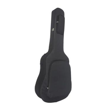 Imagem de MotiveTech Mochila para guitarra acústica com bolso frontal grande, preta, com alças de ombro ajustáveis ​​e proteção à água.