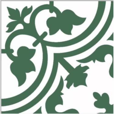 Imagem de Piso em Porcelana Hidraulica Colonial Verde e branco kit com 10 peças 