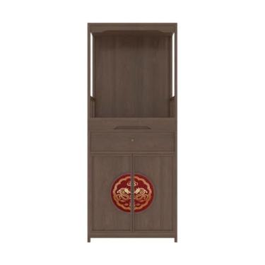 Imagem de Suporte de santuário novo estilo chinês Buda Nicho em pé, com pintura em laca, incenso, armário de tributo, mesa de altar (marrom)