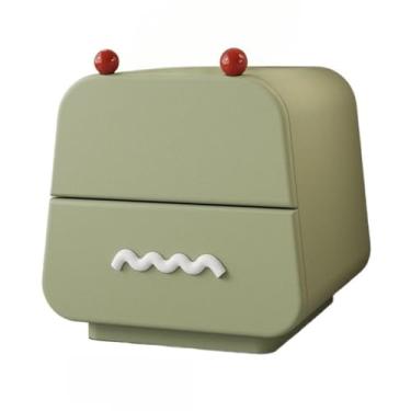 Imagem de KEG801302 Mesa de cabeceira colorida bonita mesa de cabeceira armário de armazenamento de chão com gavetas de madeira pequeno quarto lateral (verde)