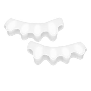 Imagem de 1 par de separador de dedo de silicone corretor de joanete corretor de dedo do pé corretor de dedo do pé material de silicone macio ferramenta de separação dos dedos dos pés (branco)