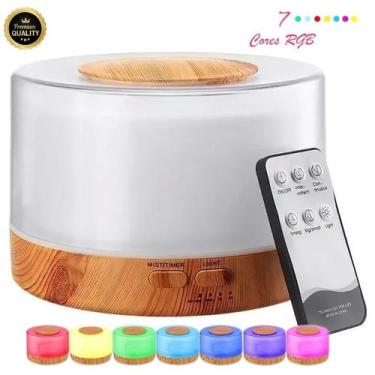 Imagem de Aromatizador Umidificador De Ar Difusor De Aromas 500ml Led 7 Cores Ul