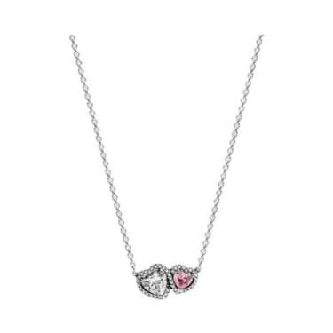 Imagem de Colar Com Anel Em Forma De Coração Com Laço Em Prata 925 Para Mulheres