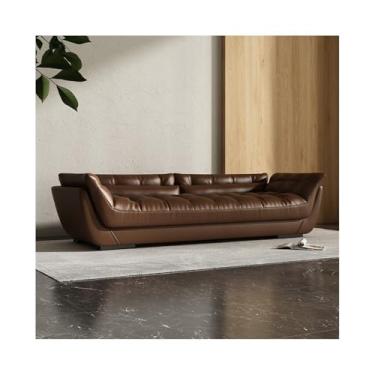 Imagem de Banqueta moderna para quarto, cama, sala de estar, cabeceira, sofá mestre longo, entrada de couro de alta qualidade (marrom)