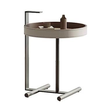 Imagem de Mesa lateral redonda pequena moderna, mesa de cabeceira moderna para sala de estar, pequenos espaços, quarto, casa de fazenda, móveis decorativos, simples