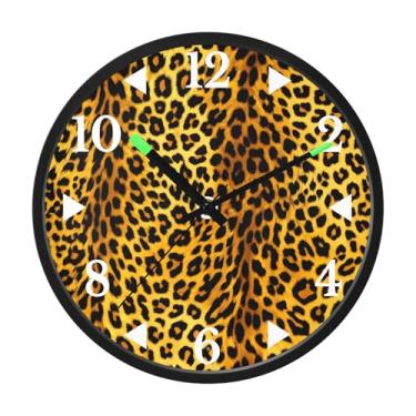 Imagem de STAYTOP Lindo relógio de parede com estampa de leopardo animal para quarto com brilho noturno, relógios de parede silenciosos de 30 cm para decoração de sala de estar, controle de som, relógio de