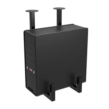 Imagem de Prático suporte de torre de PC embaixo da mesa, suporte de caixa para host de mesa, CPU montada em aço preto, suporta até 20 kg, fácil de instalar